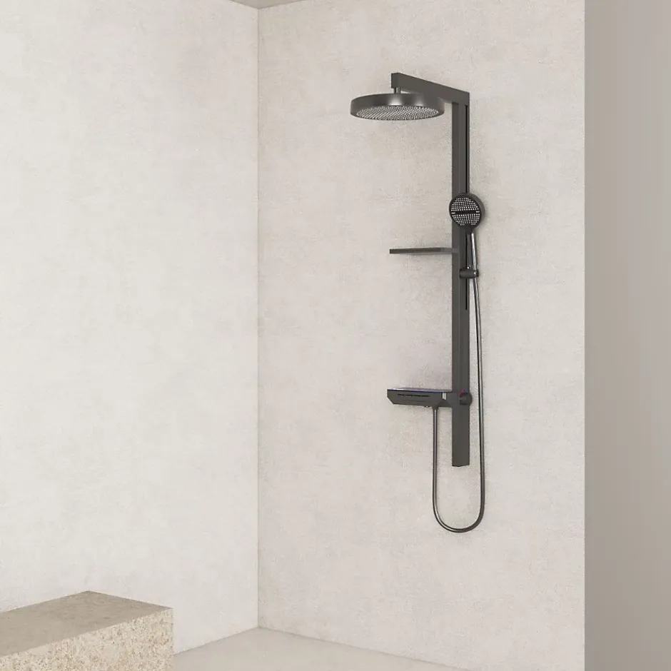 Dileci Colonne de douche moderne multifonction gris métallisé -* Colonne De Douche Mécanique