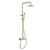Kibath Colonne de douche monocommande ronde PRO, 78-125 cm, finition OR brossé, en laiton
