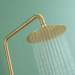 Kibath Colonne de douche monocommande ronde PRO, 78-125 cm, finition OR brossé, en laiton