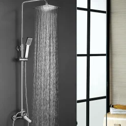 Kibath Colonne de douche monocommande carrée PIN, 80-120 cm, finition chrome poli, en laiton* Colonne De Douche Mécanique