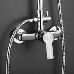 Kibath Colonne de douche monocommande carrée PIN, 80-120 cm, finition chrome poli, en laiton* Colonne De Douche Mécanique