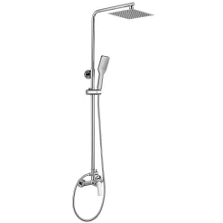 Kibath Colonne de douche monocommande carrée SIX, 79-125 cm, finition chrome poli, en laiton