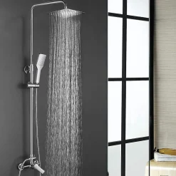 Kibath Colonne de douche monocommande carrée SIX, 79-125 cm, finition chrome poli, en laiton