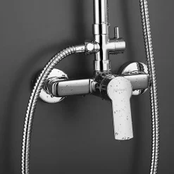 Kibath Colonne de douche monocommande ronde SIX, 79-125 cm, finition chrome poli, en laiton