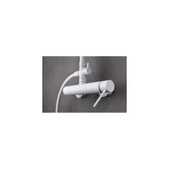 Imex Products Colonne de douche monocommande blanche acier et laiton avec douchette extensible