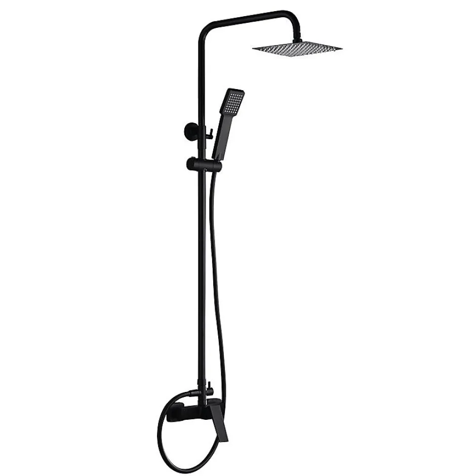 Imex Products Colonne de douche noir mat acier et cuivre avec mitigeur monocommande et douchette extensible