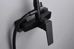 Imex Products Colonne de douche noir mat acier et cuivre avec mitigeur monocommande et douchette extensible