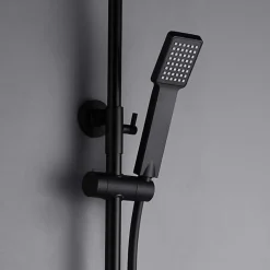 Imex Products Colonne de douche noir mat acier et cuivre avec mitigeur monocommande et douchette extensible