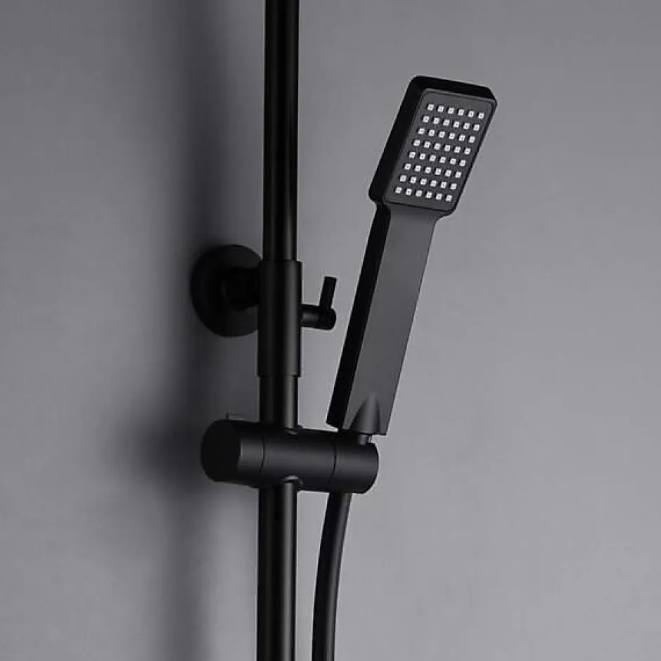 Imex Products Colonne de douche noir mat acier et cuivre avec mitigeur monocommande et douchette extensible
