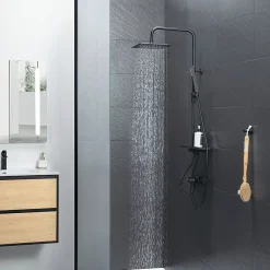 Bain-Bain Colonne de douche Noir Mat Avec Tablette KIRA -* Colonne De Douche Sans Robinetterie