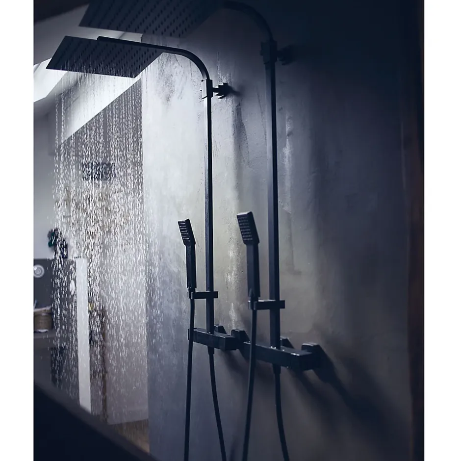 Essebagno Colonne de douche noire avec thermostatique 300 Quartos* Colonne De Douche Thermostatique