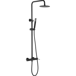 Imex Products Colonne de douche noire mate acier et laiton mitigeur monocommande avec douchette extensible* Colonne De Douche Encastrable
