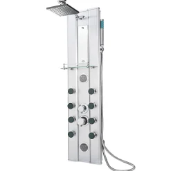Tectake Colonne de douche Panneau de douche en Aluminium argent* Colonne De Douche Encastrable
