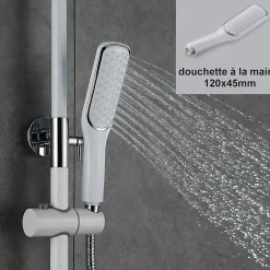 Homelody Colonne de Douche Peinture Blanc Ensemble de Douche Hauteur Réglable avec Mitigeur Mécanique Moderne pour Salle de Bain