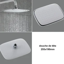 Homelody Colonne de Douche Peinture Blanc Ensemble de Douche Hauteur Réglable avec Mitigeur Mécanique Moderne pour Salle de Bain