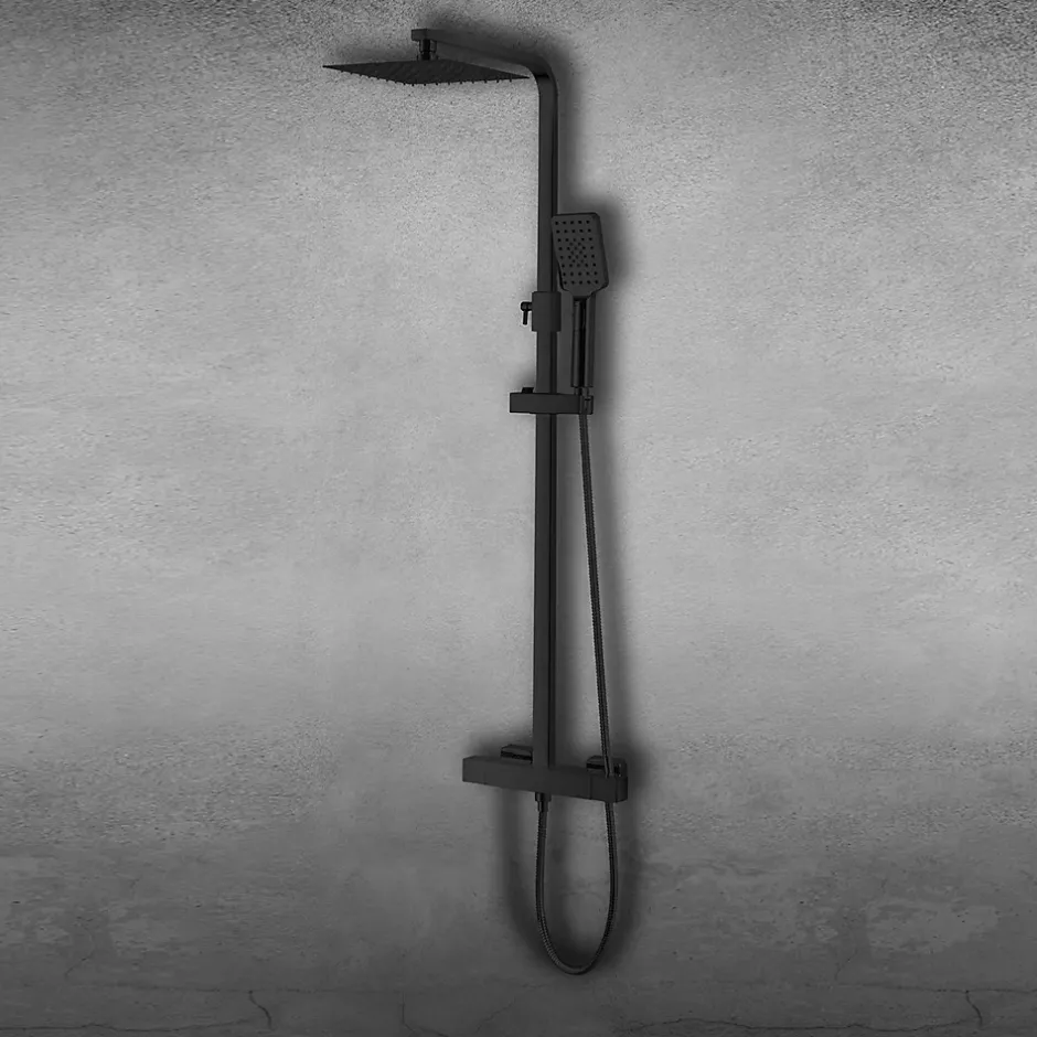 Laneri COLONNE DE DOUCHE PONT EN ACIER NOIR MAT, THERMOSTATIQUE