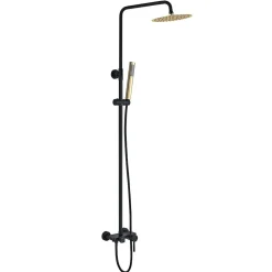 Kibath Colonne de douche ronde monocommande 3 voies OSO, 96-136 cm, finition BLACK GOLD mat, en laiton