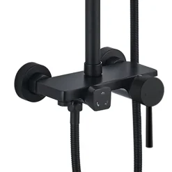 Kibath Colonne de douche ronde monocommande 3 voies OSO, 96-136 cm, finition BLACK GOLD mat, en laiton