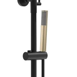 Kibath Colonne de douche ronde monocommande 3 voies OSO, 96-136 cm, finition BLACK GOLD mat, en laiton