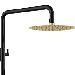 Kibath Colonne de douche ronde monocommande 3 voies OSO, 96-136 cm, finition BLACK GOLD mat, en laiton