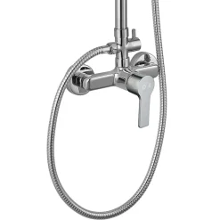 Kibath Colonne de douche ronde monocommande PIN, 80-120 cm, finition chrome poli, en laiton