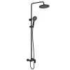 Kibath Colonne de douche ronde monocommande 3 voies REY, 96-136 cm, finition NOIR mat, en laiton* Colonne De Douche Mécanique