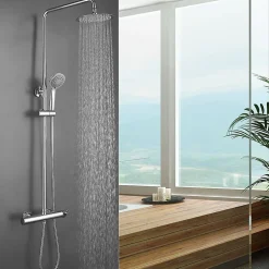 Kibath Colonne de douche ronde monocommande TOR, 83-126 cm, finition chrome poli, en laiton
