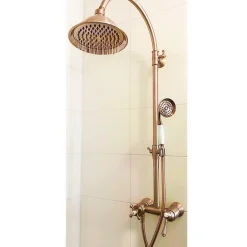 Essebagno Colonne de douche rétro cuivre brossé mitigeur mécanique Leeds