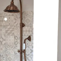 Essebagno Colonne de douche rétro cuivre brossé mitigeur mécanique Leeds