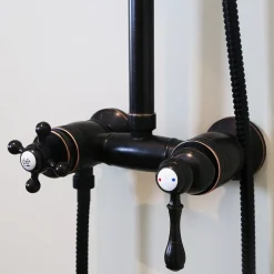 Essebagno Colonne de douche rétro noir vieilli mitigeur mécanique Leeds