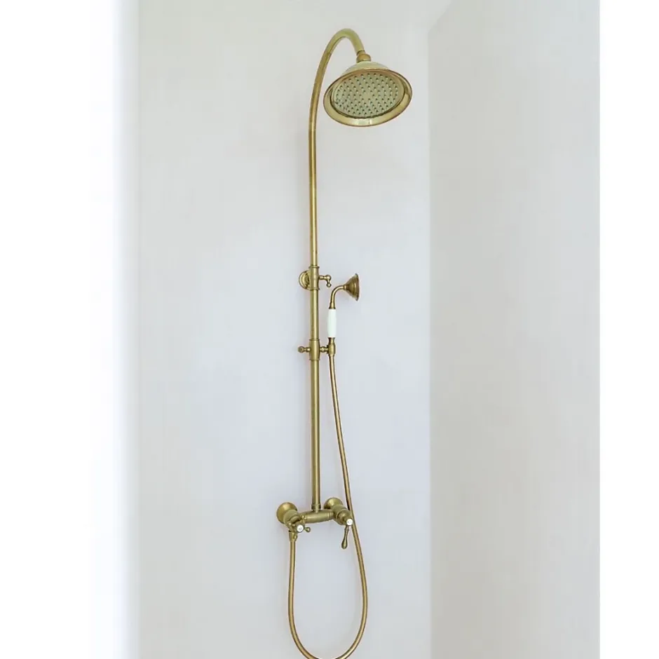 Essebagno Colonne de douche rétro or brossé mitigeur mécanique Leeds