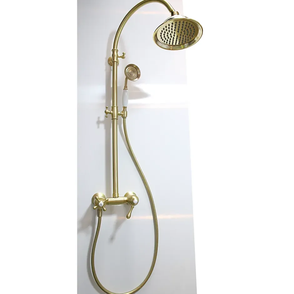 Essebagno Colonne de douche rétro or brossé mitigeur mécanique Leeds