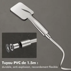 Homelody Colonne de Douche sans Mitigeur Systeme Effet Pluie avec Douchette Hauteur Reglable 900 a 1200 mm Laiton et Inox Chrome
