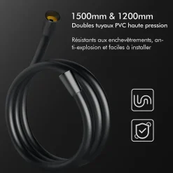 Homelody Colonne de Douche Sans Mitigeur Systeme de Douche Effet Pluie Douchette 3 Fonctions Hauteur Reglable 500 a 1220 mm Inox Noir* Colonne De Douche Sans Robinetterie