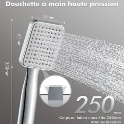 Homelody Colonne de Douche sans Mitigeur Systeme de Douche avec Douchette Set Kit de Douche en Acier Inox Réglable en Hauteur Chromé