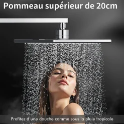 Homelody Colonne de Douche sans Mitigeur Systeme de Douche avec Douchette Set Kit de Douche en Acier Inox Réglable en Hauteur Chromé