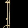 Wenko Colonne de douche sans robinetterie avec douchette + pomme de tête + barre réglable + flexible, doré, Young Line