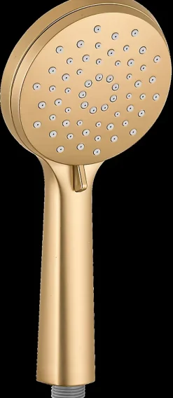 Wenko Colonne de douche sans robinetterie avec douchette + pomme de tête + barre réglable + flexible, doré, Young Line