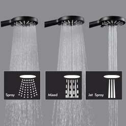 Cecipa Max Colonne de douche sans robinetterie avec pommeau + douchette+ flexible + barre réglable, Noir