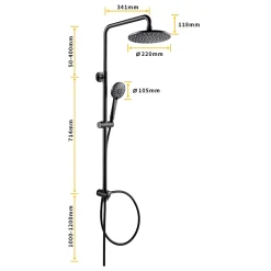 Cecipa Max Colonne de douche sans robinetterie avec pommeau + douchette+ flexible + barre réglable, Noir
