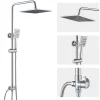 Auralum Max Colonne de douche sans robinetterie avec pommeau + douchette + flexible + barre réglable, chromé