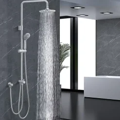 Homelody Colonne de Douche sans Robinetterie Murale Hydromassante avec Douchette et Pommeau de Douche Chromé