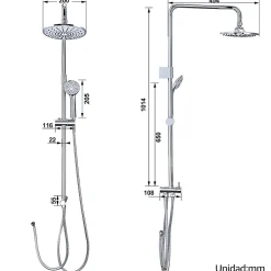 Homelody Colonne de Douche sans Robinetterie Murale Hydromassante avec Douchette et Pommeau de Douche Chromé