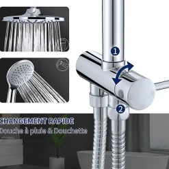 Homelody Colonne de Douche sans Robinetterie Murale Hydromassante avec Douchette et Pommeau de Douche Chromé