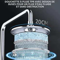 Homelody Colonne de Douche sans Robinetterie Murale Hydromassante avec Douchette et Pommeau de Douche Chromé
