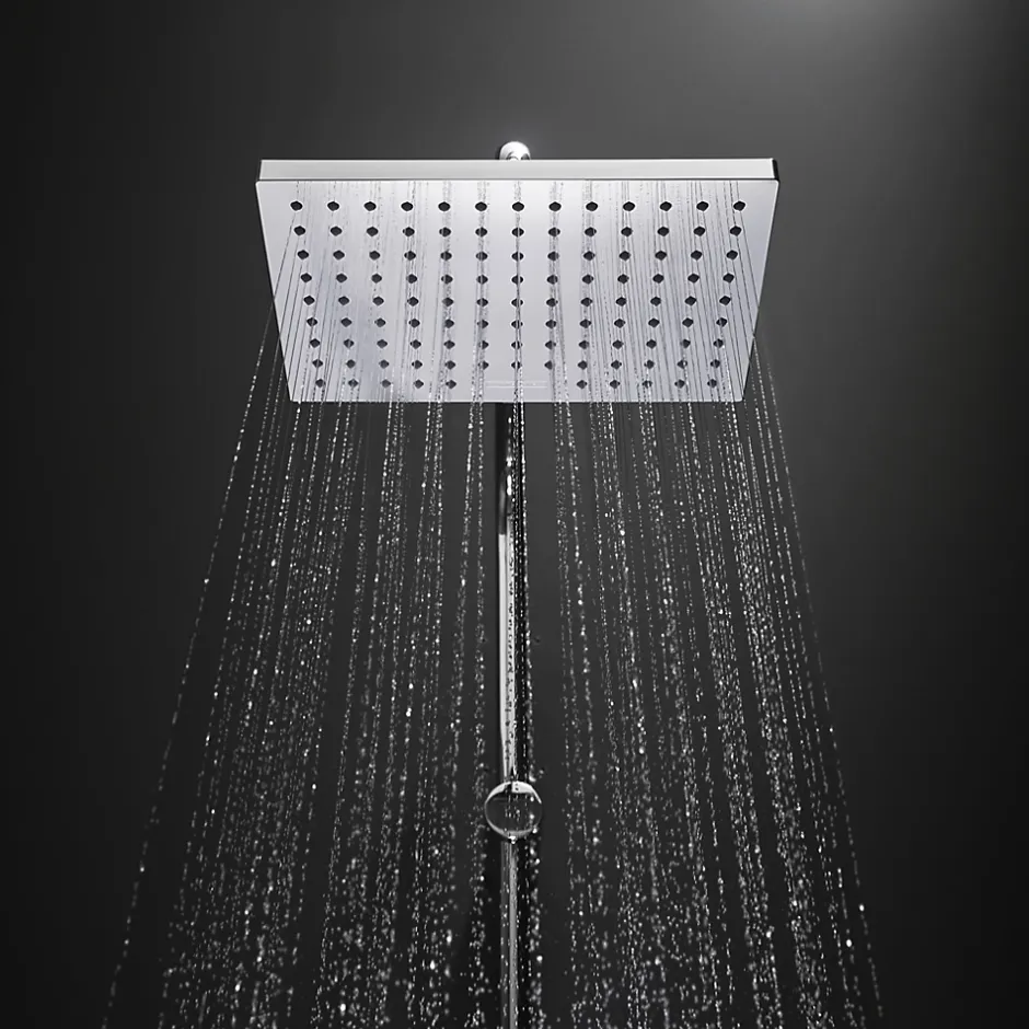 Hansgrohe Colonne de douche sans robinetterie avec pommeau + douchette 2 jets + flexible + barre réglable, chrome, Vernis Shape* Colonne De Douche Sans Robinetterie
