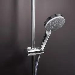 Hansgrohe Colonne de douche sans robinetterie avec pommeau + douchette 2 jets + flexible + barre réglable, chrome, Vernis Shape* Colonne De Douche Sans Robinetterie
