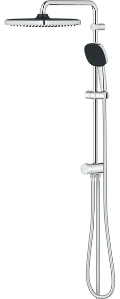 Grohe Colonne de douche sans robinetterie avec douchette + pommeau + flexible + barre, chrome carré, Vitalio Start 250* Colonne De Douche Sans Robinetterie