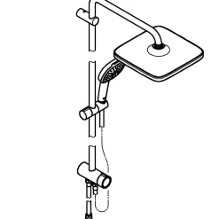 Grohe Colonne de douche sans robinetterie avec douchette + pommeau + flexible + barre, chrome carré, Vitalio Start 250* Colonne De Douche Sans Robinetterie