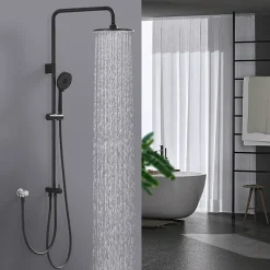 Homelody Colonne de Douche sans Robinetterie Effet Pluie avec Douchette 3 Fonctions Noir pour Salle de Bain* Colonne De Douche Sans Robinetterie